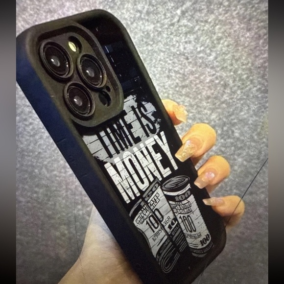 iPhone 12 -Black 'Time is Money' Phone Case - Picture 2 of 4